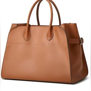 Brown Vegan Leather Work Satchel Structured Tote Bag Size Large Brand New